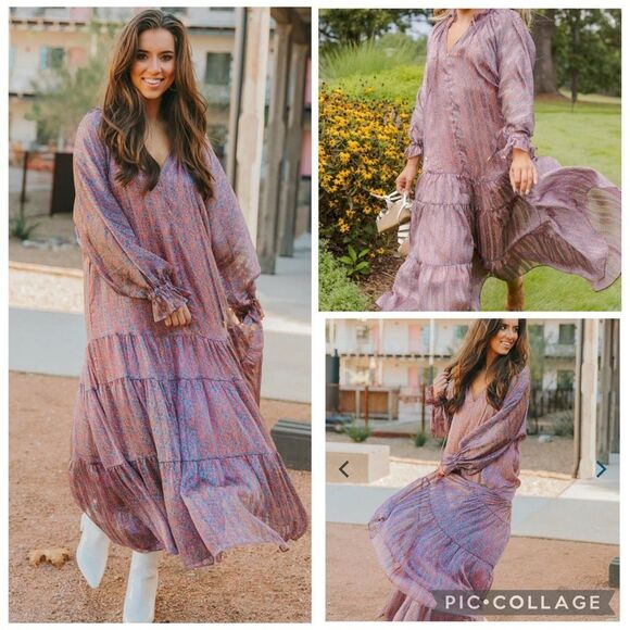 Buddy love Greta long sleeve flowy shapeless boho maxi dress - Picture 1 of 10